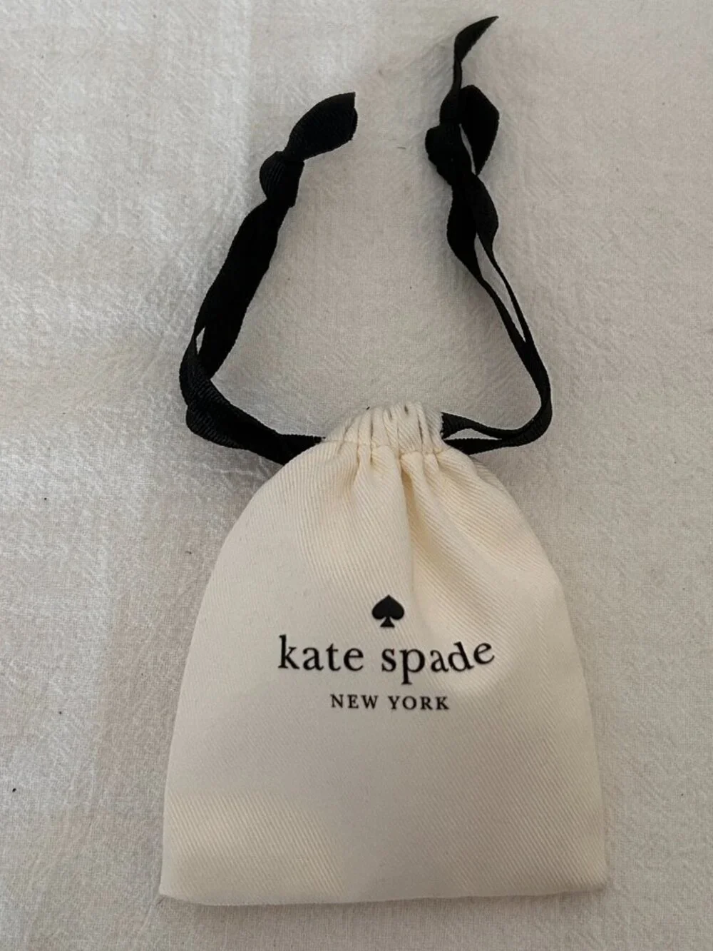 Small Kate Spade Jewelry Drawstring Pouch White and Black